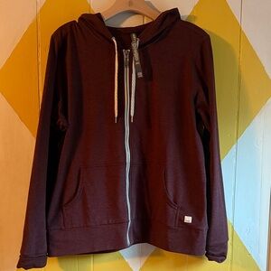Vuori Maroon Halo Performance Full-Zip Hoodie